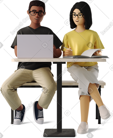 男人和女人在桌上用笔记本电脑工作 PNG, SVG