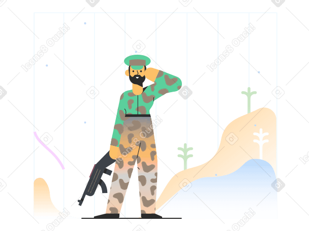 Illustration Soldat avec arme à feu aux formats PNG, SVG