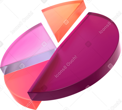 3D glass pie chart PNG, SVG