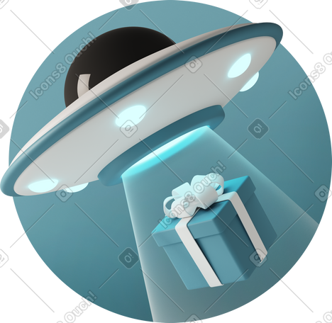 3D Ufo绑架礼品盒 PNG, SVG