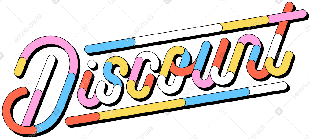 Lettering discount multicolor text PNG, SVG