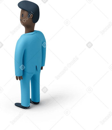 3D Back view of black businessman looking left Illustration in PNG, SVG
