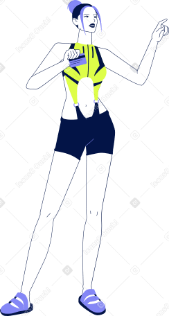 young woman with payment card PNG, SVG
