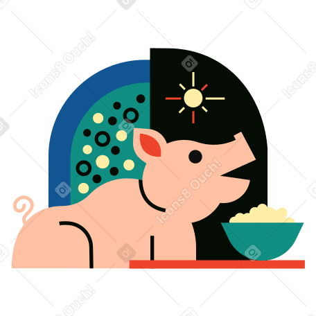 Pig Illustration in PNG, SVG