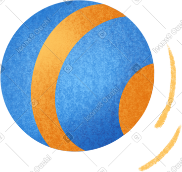 Blue ball with a yellow stripe PNG, SVG