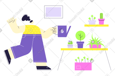 女人照顾她的公寓花园 PNG, SVG