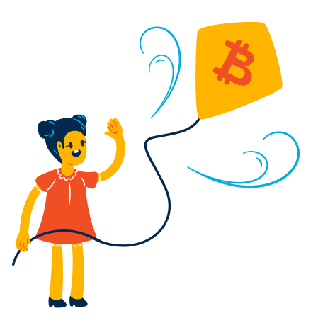 Bitcoin rises up Illustration in PNG, SVG
