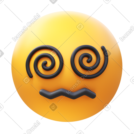 3D 带有螺旋眼睛的脸 emoji PNG, SVG