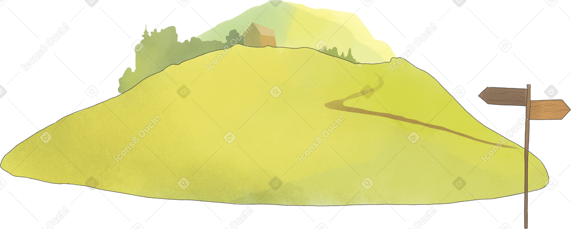 village on the hill Illustration in PNG, SVG