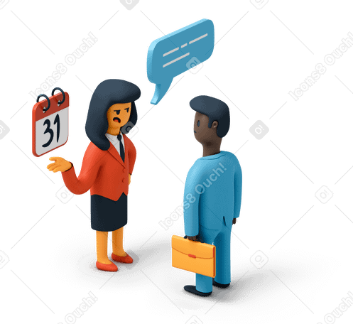 3D Business woman reminding employee about deadline PNG, SVG