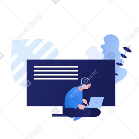 Working on the computer Illustration in PNG, SVG