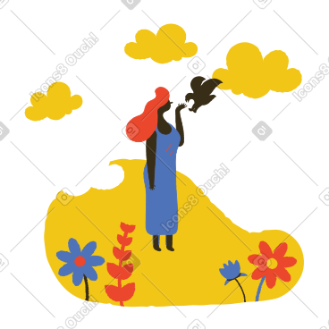 女人从一只手喂鸟 PNG, SVG