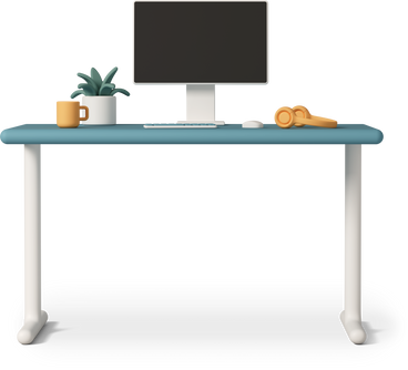 computer desk with monitor PNG、SVG