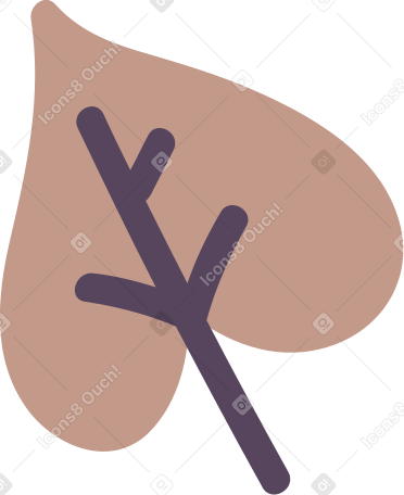 brown leaf with black stem PNG, SVG