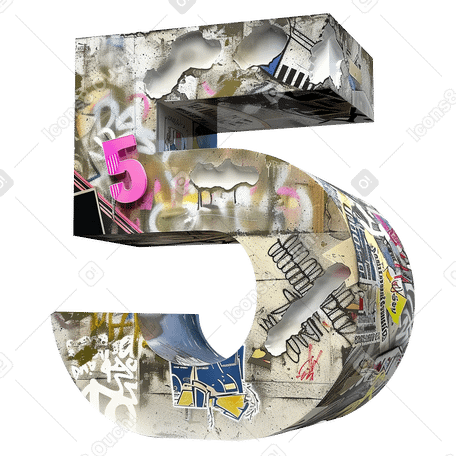 concrete number  with graffiti PNG, SVG