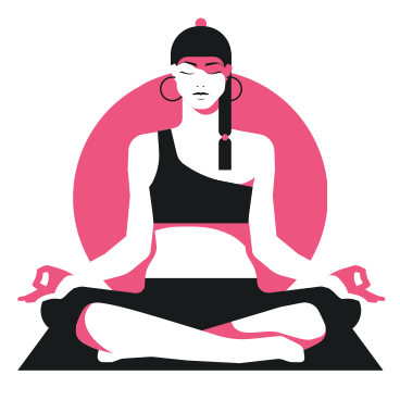 Женщина медитирует на коврике для йоги в PNG, SVG