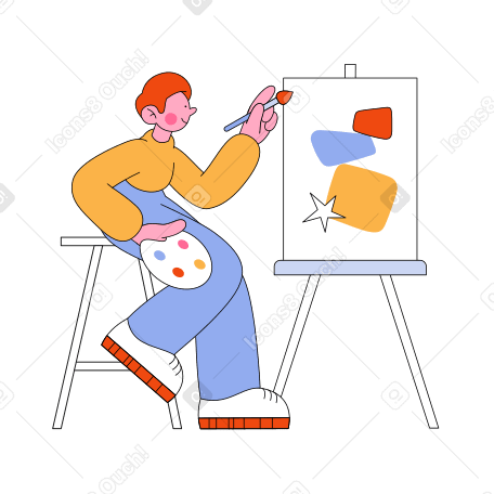 Artist painting on canvas Illustration in PNG, SVG