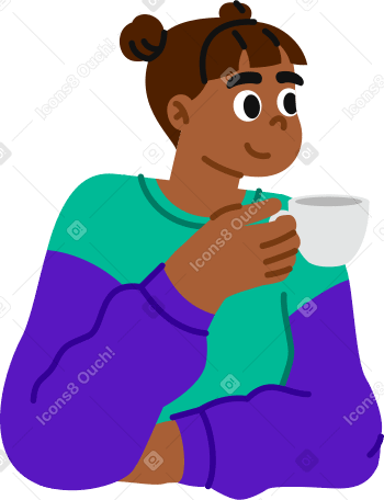 young woman holding a cup PNG, SVG