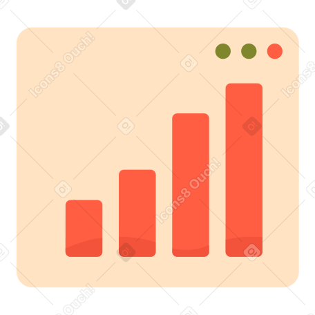 Bar chart in browser window Illustration in PNG, SVG