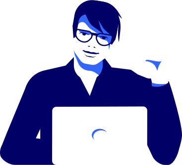Smiling man with laptop PNG, SVG