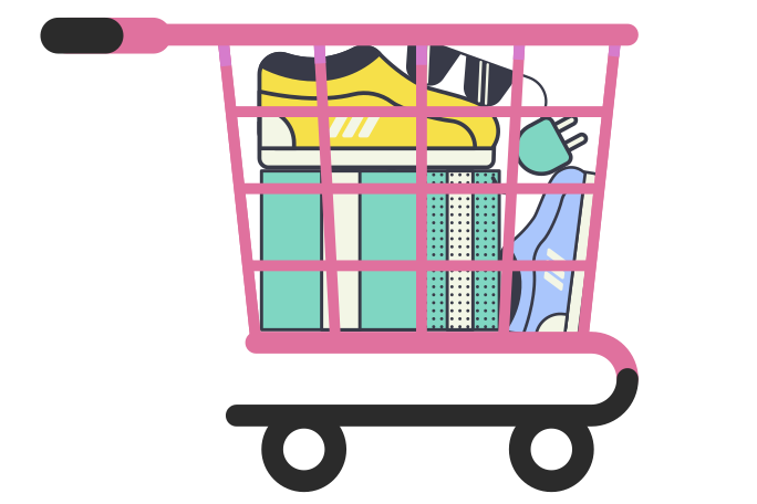 Shopping cart full of goods Illustration in PNG, SVG