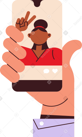 hand holding a mobile phone with a picture of a woman PNG, SVG
