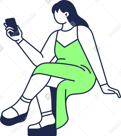 mujer con un teléfono móvil en la mano PNG, SVG