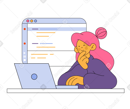 Woman debugging a program PNG, SVG