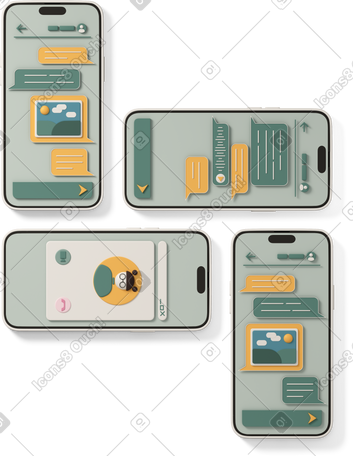 3D top view of smartphones PNG, SVG