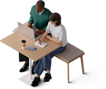 isometric view of man and young woman working PNG, SVG