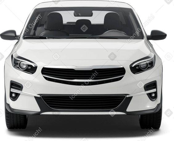 3D white car front view PNG, SVG