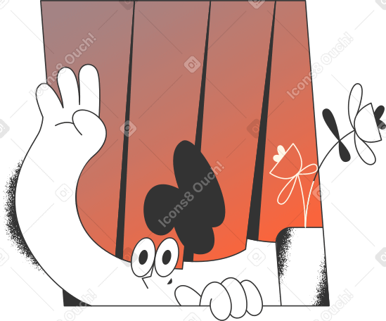 girl in the window with flower Illustration in PNG, SVG