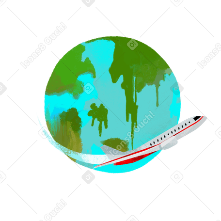 Avião voando ao redor da terra PNG, SVG