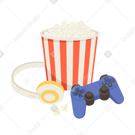 Popcorn and a joystick for leisure PNG, SVG