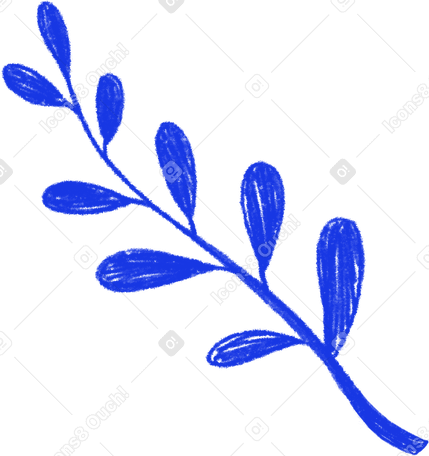 blue sprig of a plant with leaves Illustration in PNG, SVG