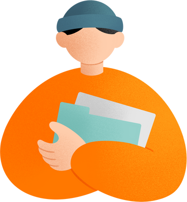 young man holding folders PNG, SVG