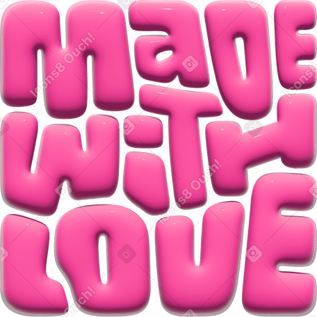 3d надпись, сделанная с любовью, розовый текст в PNG, SVG