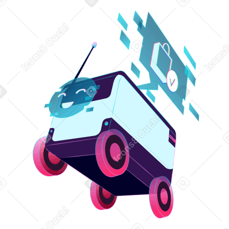 Delivery robot carrying online purchases PNG, SVG