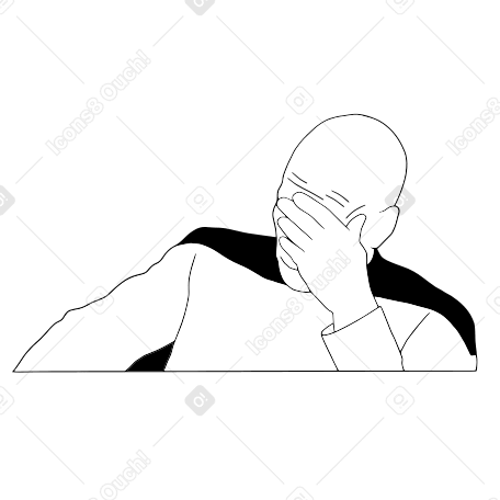失望的男人做捂脸手势 PNG, SVG