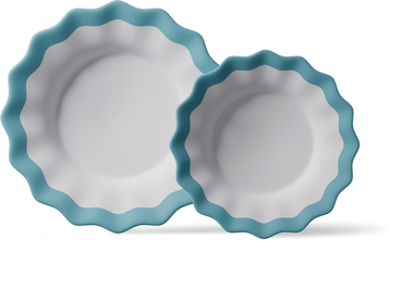 파란색 테두리가 있는 흰색 접시 2개 PNG, SVG