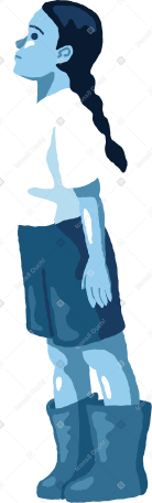 girl standing side view Illustration in PNG, SVG