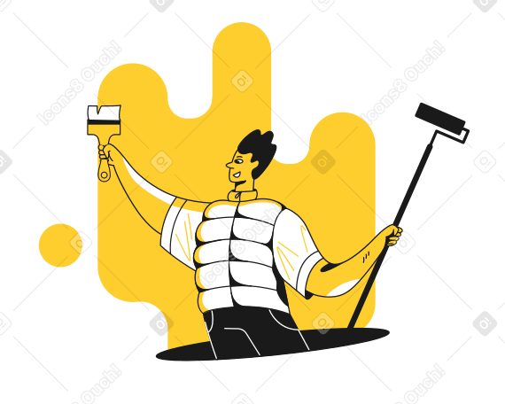 Man paints a wall Illustration in PNG, SVG