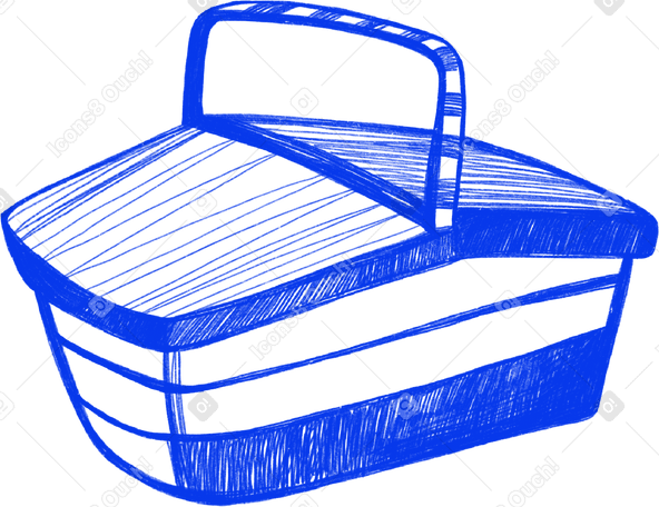 blue wicker picnic basket PNG, SVG