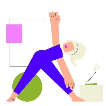 Woman does yoga at home animated illustration in GIF, Lottie (JSON), AE