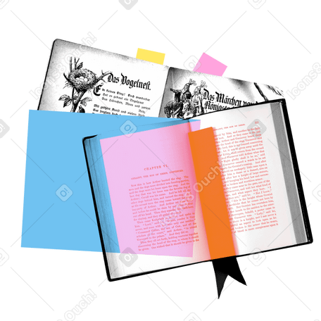 pile of books with bookmarks PNG, SVG