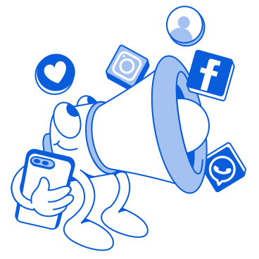 Mobile marketing with megaphone, phone, and icons social networks PNG, SVG