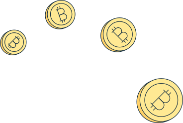 Quattro monete bitcoin che volano PNG, SVG