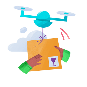 Drone delivered a package to a person PNG, SVG