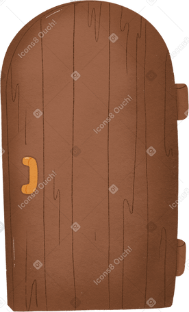 large brown wooden door with yellow handle PNG, SVG