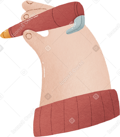 hand holds a ballpoint pen Illustration in PNG, SVG